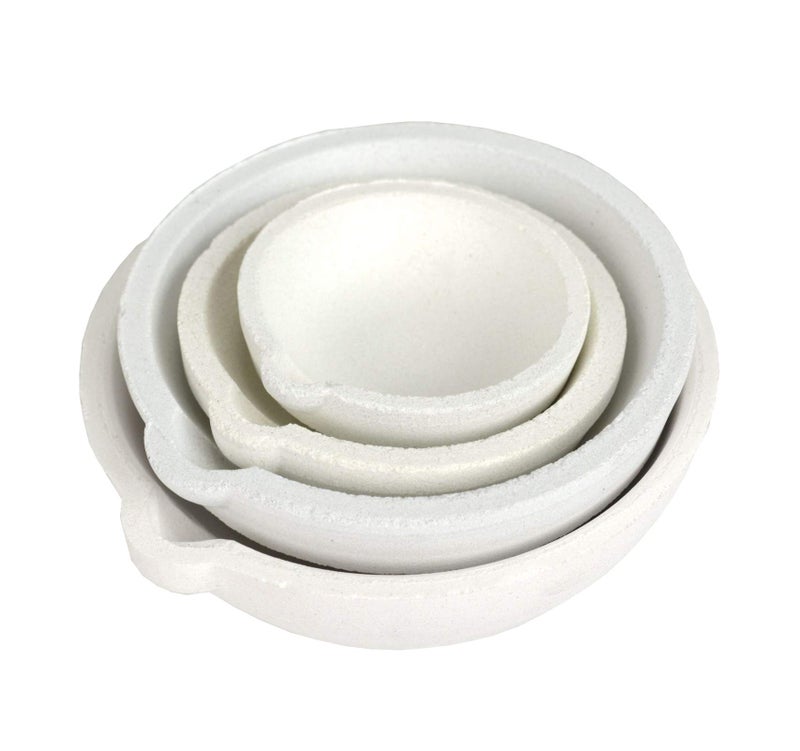 SKYPRO LTKJ Set of 4 Crucibles Melting Dishes Ceramic Casting Torch Melt Jewelry Gold-Silver 150/250/500/750g - Image 1